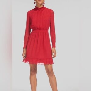 Whistles Ilona Dobby Red Silk Dress